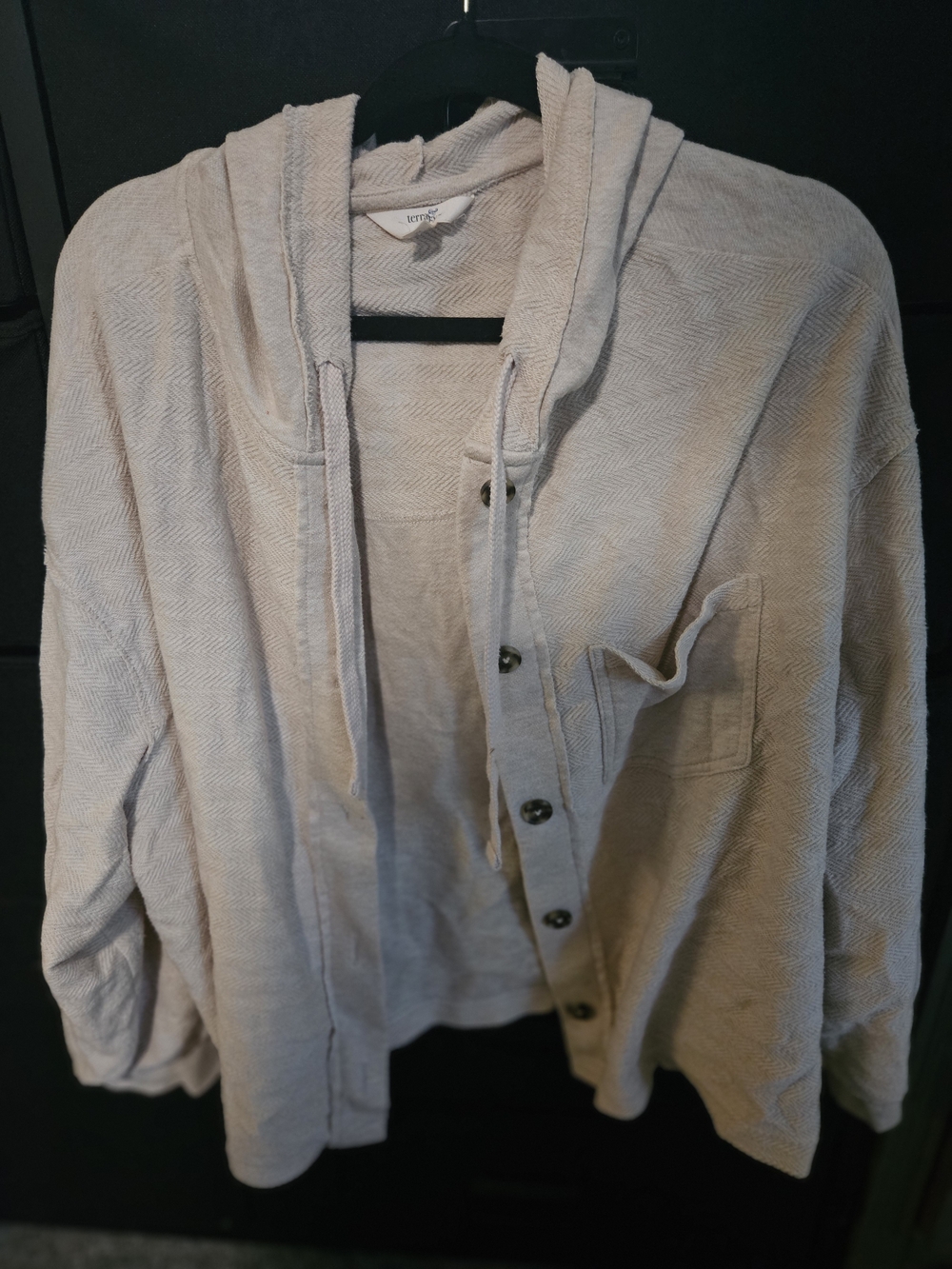 Terra & Sky Light Beige Knit Hooded Cardigan